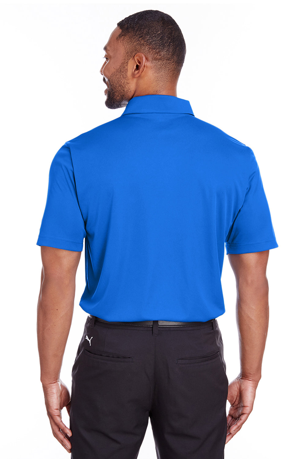 Puma 596799 Mens Icon Performance Moisture Wicking Short Sleeve Polo Shirt Lapis Blue Model Back