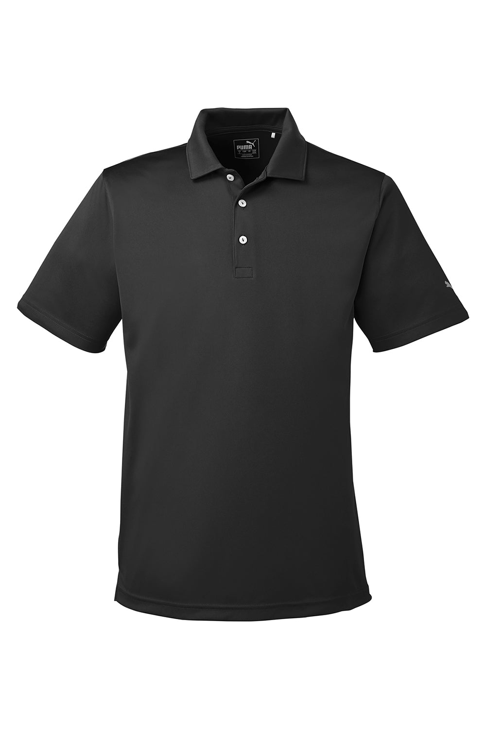 Puma 596799 Mens Icon Performance Moisture Wicking Short Sleeve Polo Shirt Black Flat Front