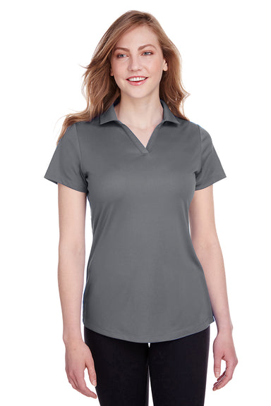Puma 596800 Womens Icon Performance Moisture Wicking Short Sleeve Polo Shirt Quiet Shade Grey Model Front