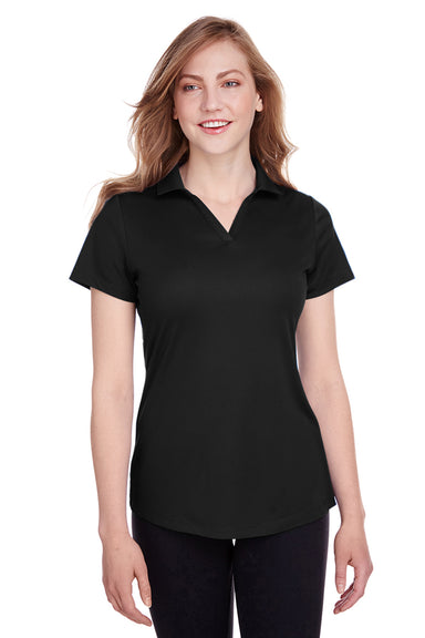 Puma 596800 Womens Icon Performance Moisture Wicking Short Sleeve Polo Shirt Black Model Front