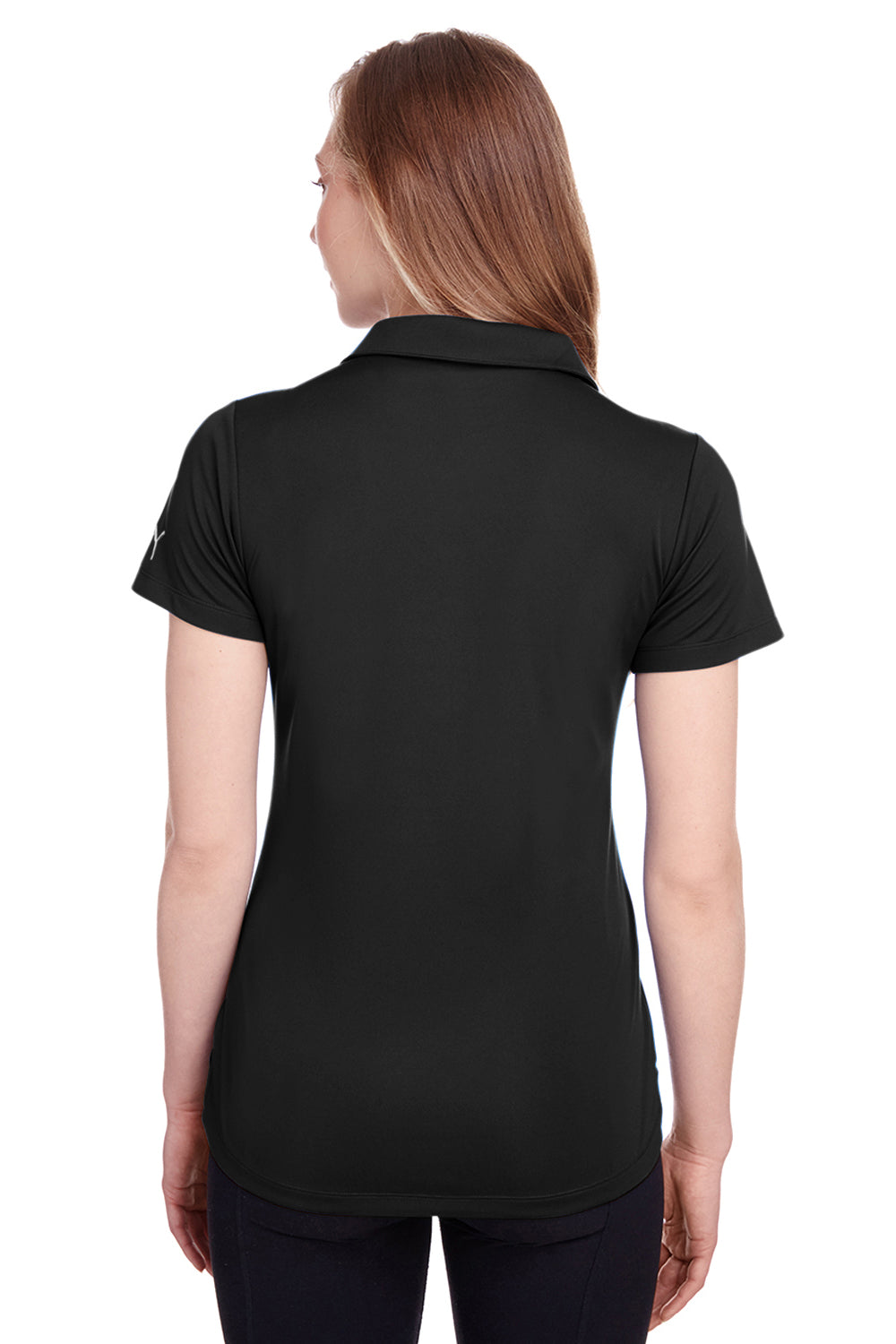 Puma 596800 Womens Icon Performance Moisture Wicking Short Sleeve Polo Shirt Black Model Back