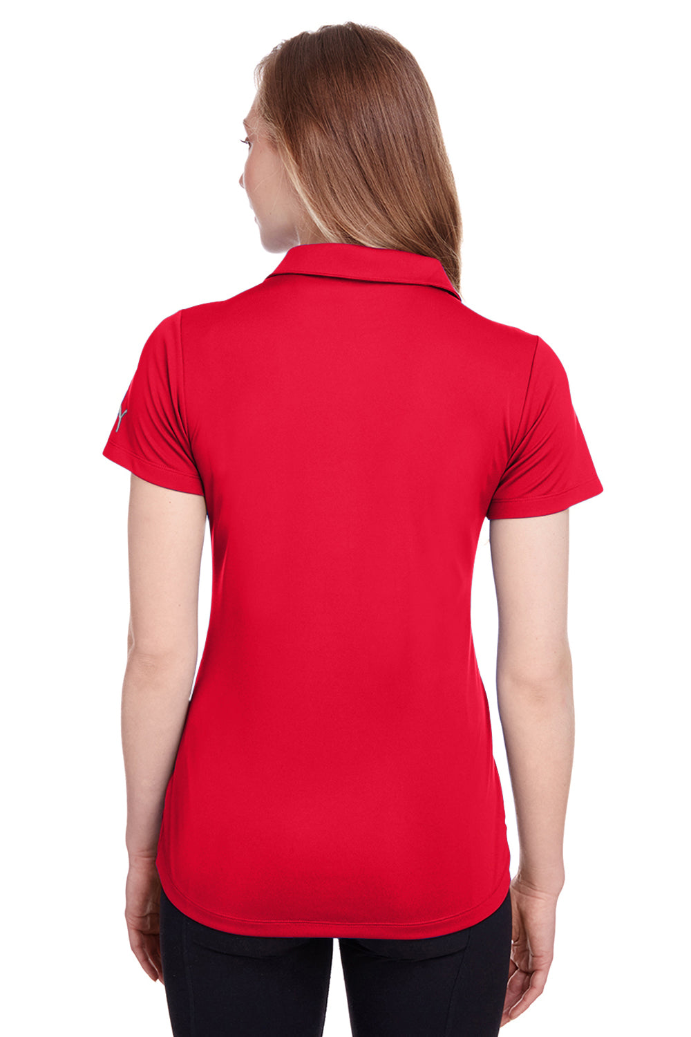 Puma 596800 Womens Icon Performance Moisture Wicking Short Sleeve Polo Shirt High Risk Red Model Back