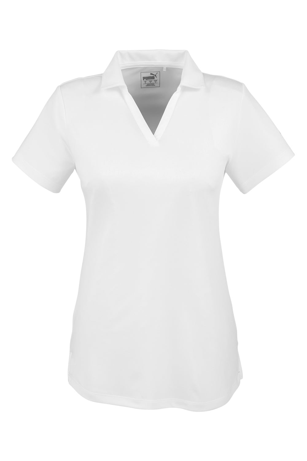 Puma 596800 Womens Icon Performance Moisture Wicking Short Sleeve Polo Shirt Bright White Flat Front