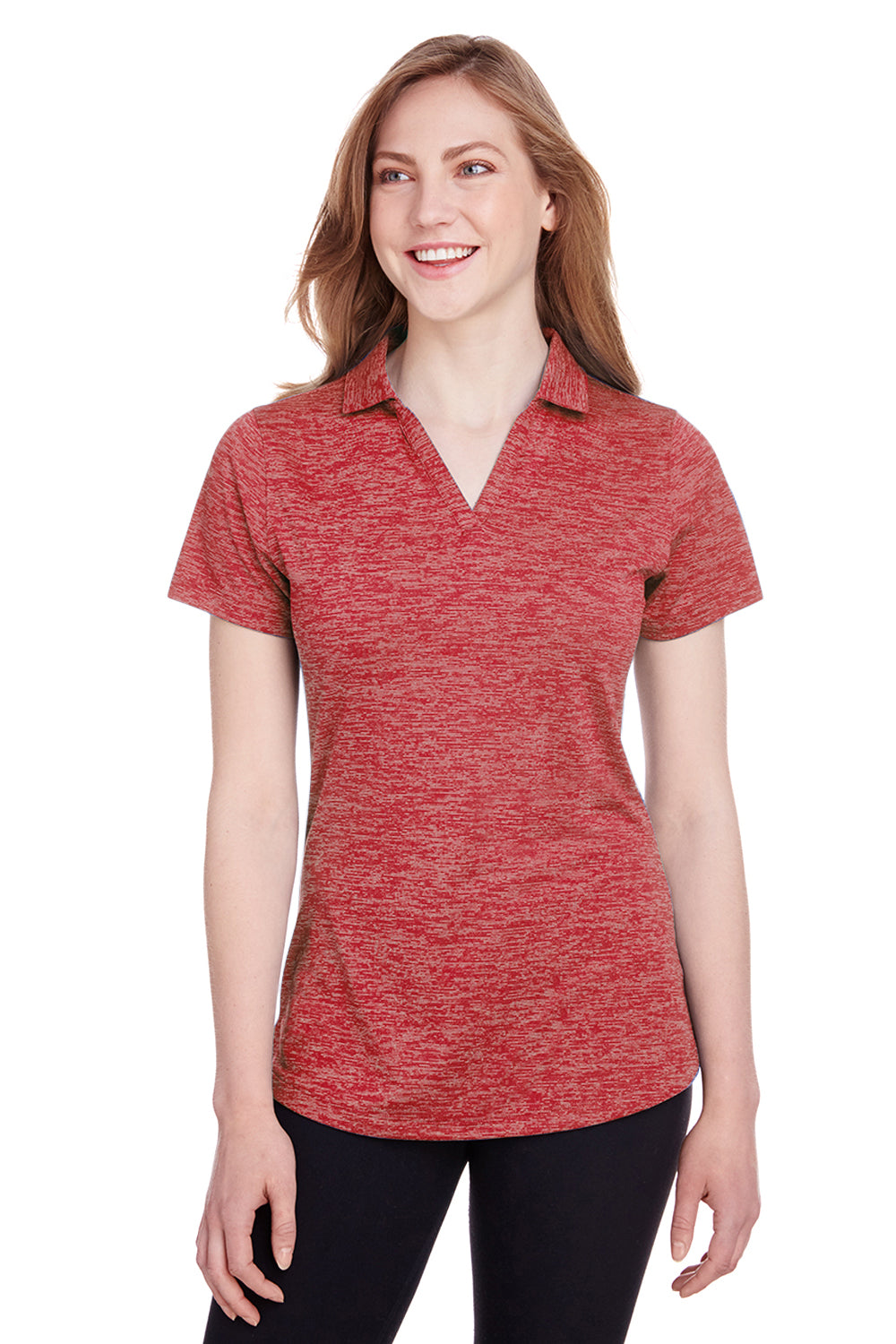 Puma 596802 Womens Icon Performance Moisture Wicking Short Sleeve Polo Shirt High Risk Red Model Front