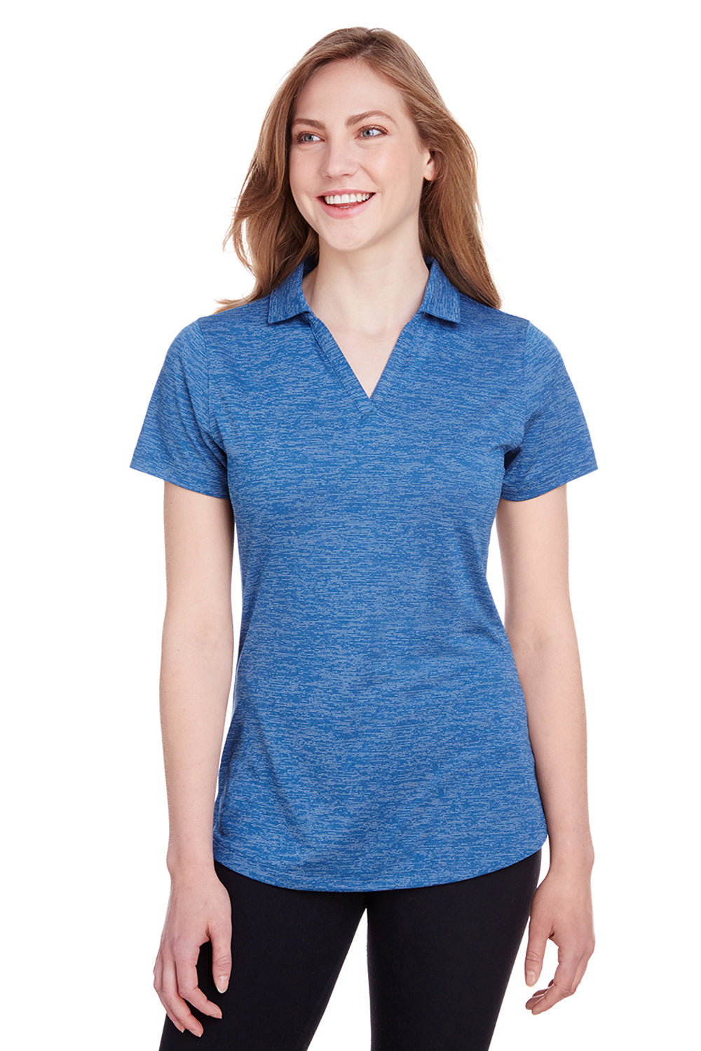 Puma 596802 Womens Icon Performance Moisture Wicking Short Sleeve Polo Shirt Lapis Blue Model Front