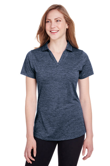 Puma 596802 Womens Icon Performance Moisture Wicking Short Sleeve Polo Shirt Peacoat Blue Model Front