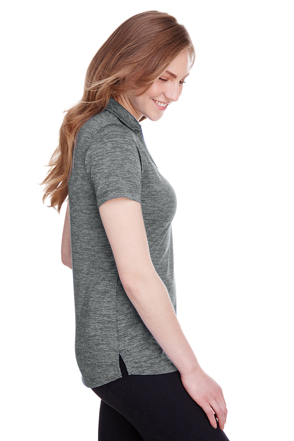 Puma 596802 Womens Icon Performance Moisture Wicking Short Sleeve Polo Shirt Quiet Shade Grey Model 3q