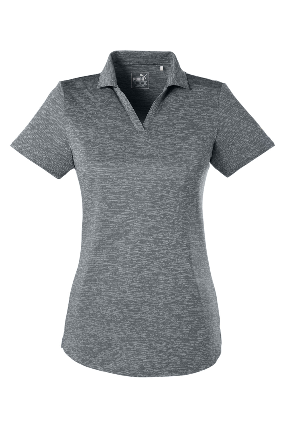 Puma 596802 Womens Icon Performance Moisture Wicking Short Sleeve Polo Shirt Quiet Shade Grey Flat Front