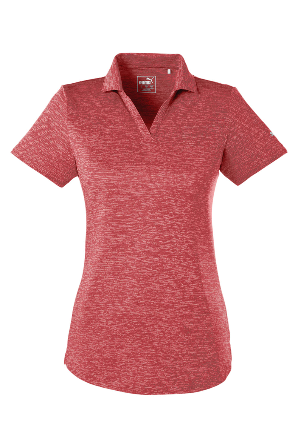 Puma 596802 Womens Icon Performance Moisture Wicking Short Sleeve Polo Shirt High Risk Red Flat Front
