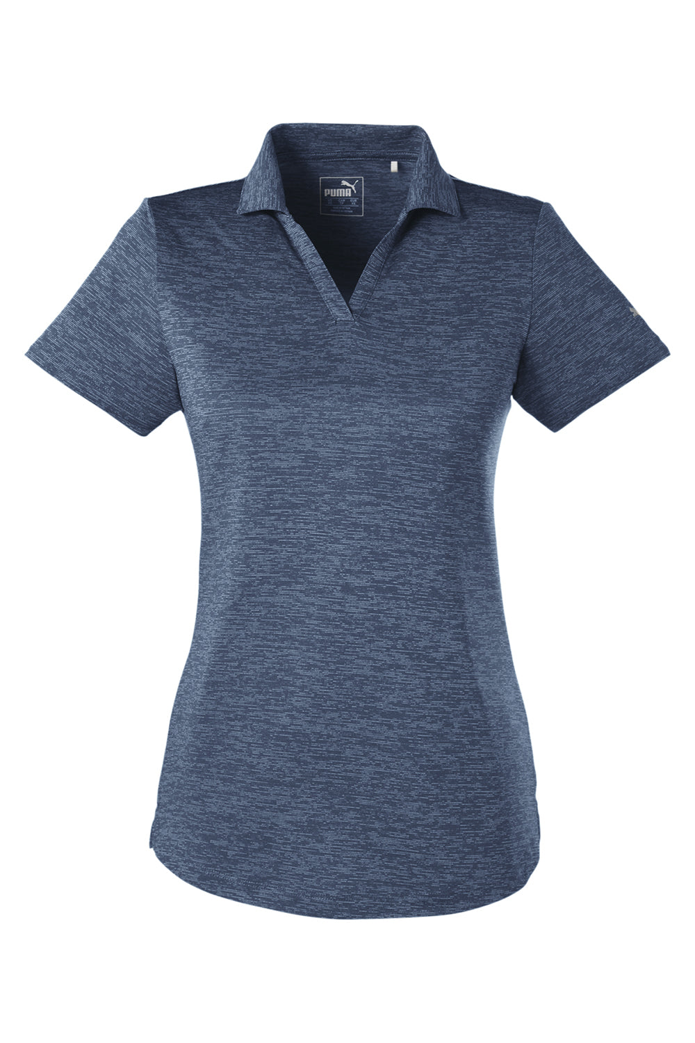 Puma 596802 Womens Icon Performance Moisture Wicking Short Sleeve Polo Shirt Peacoat Blue Flat Front