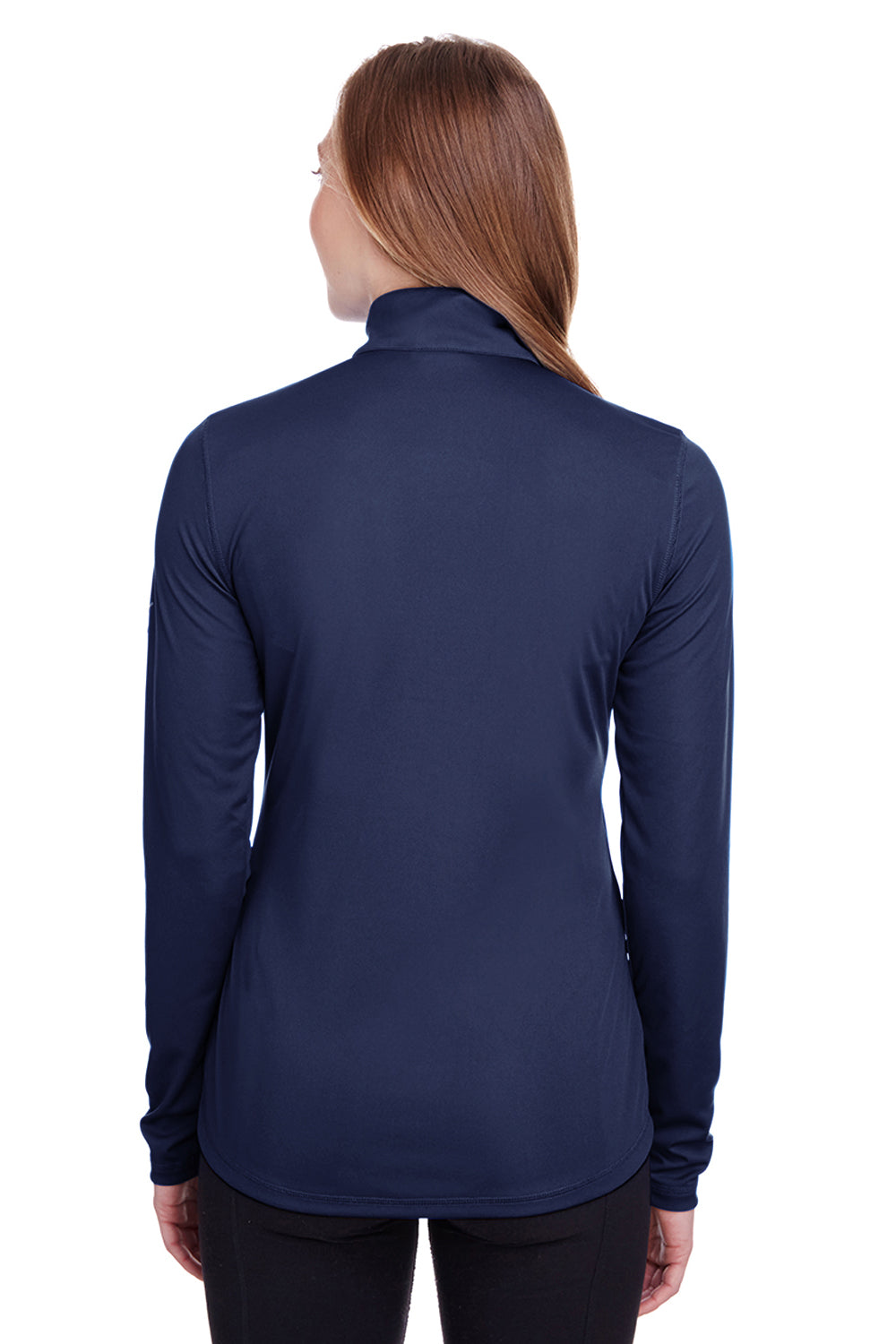 Puma 596803 Womens Icon Performance Moisture Wicking Full Zip Sweatshirt Peacoat Blue Model Back