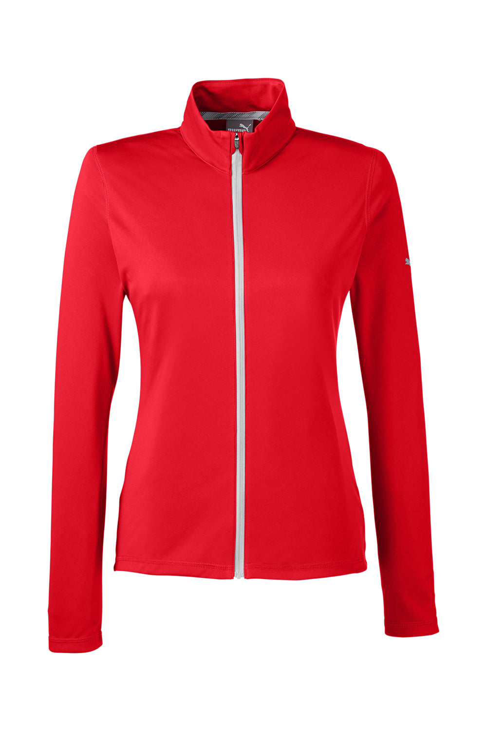 Puma 596803 Womens Icon Performance Moisture Wicking Full Zip Sweatshirt High Risk Red Flat Front