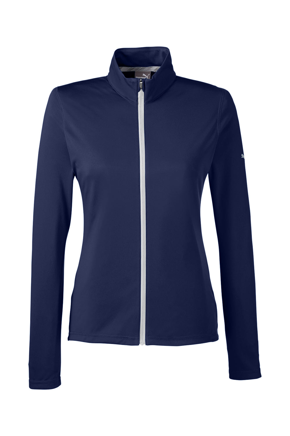 Puma 596803 Womens Icon Performance Moisture Wicking Full Zip Sweatshirt Peacoat Blue Flat Front