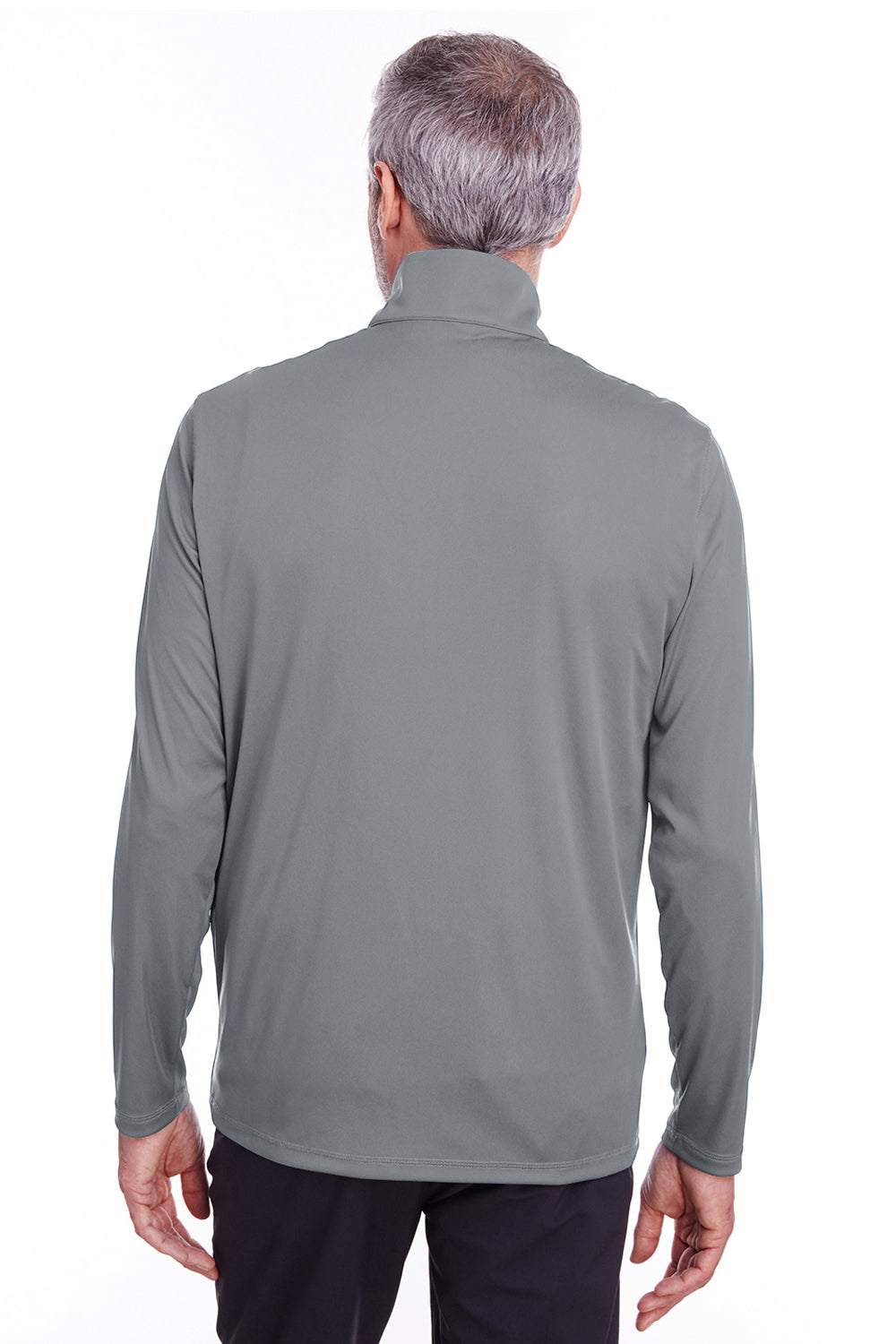 Puma 596807 Mens Icon Performance Moisture Wicking 1/4 Zip Sweatshirt Quiet Shade Grey Model Back