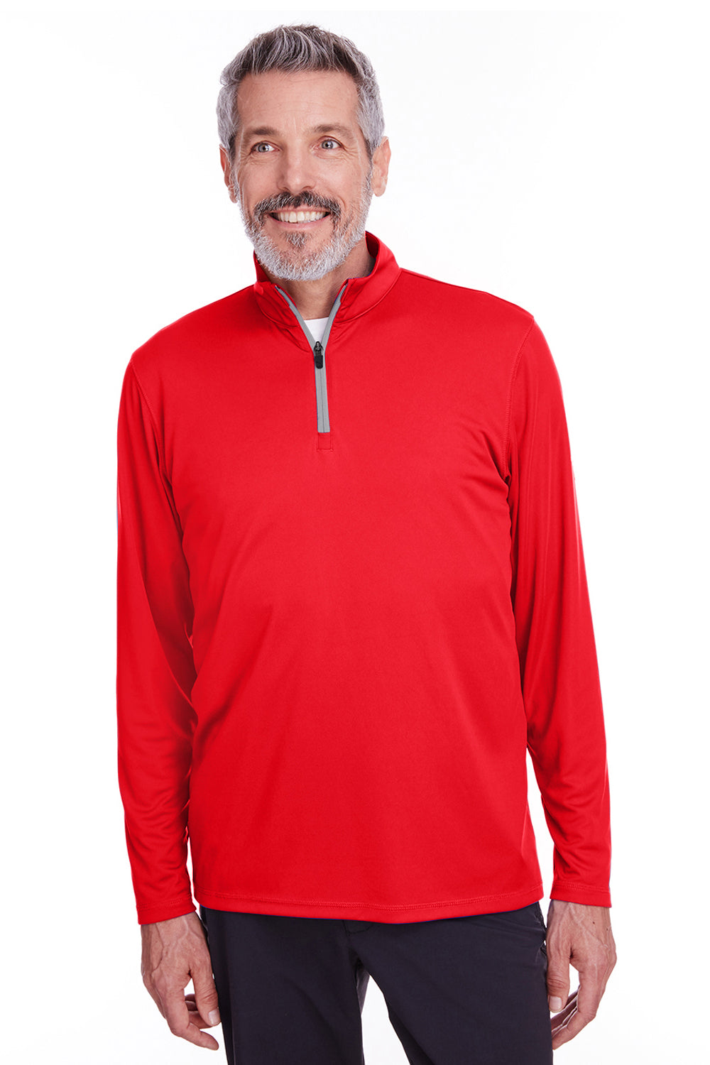 Puma 596807 Mens Icon Performance Moisture Wicking 1/4 Zip Sweatshirt High Risk Red Model Front