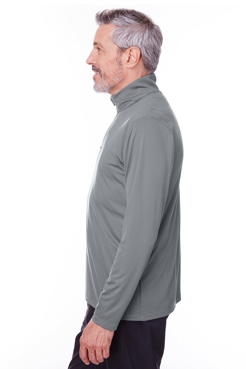 Puma 596807 Mens Icon Performance Moisture Wicking 1/4 Zip Sweatshirt Quiet Shade Grey Model 3q