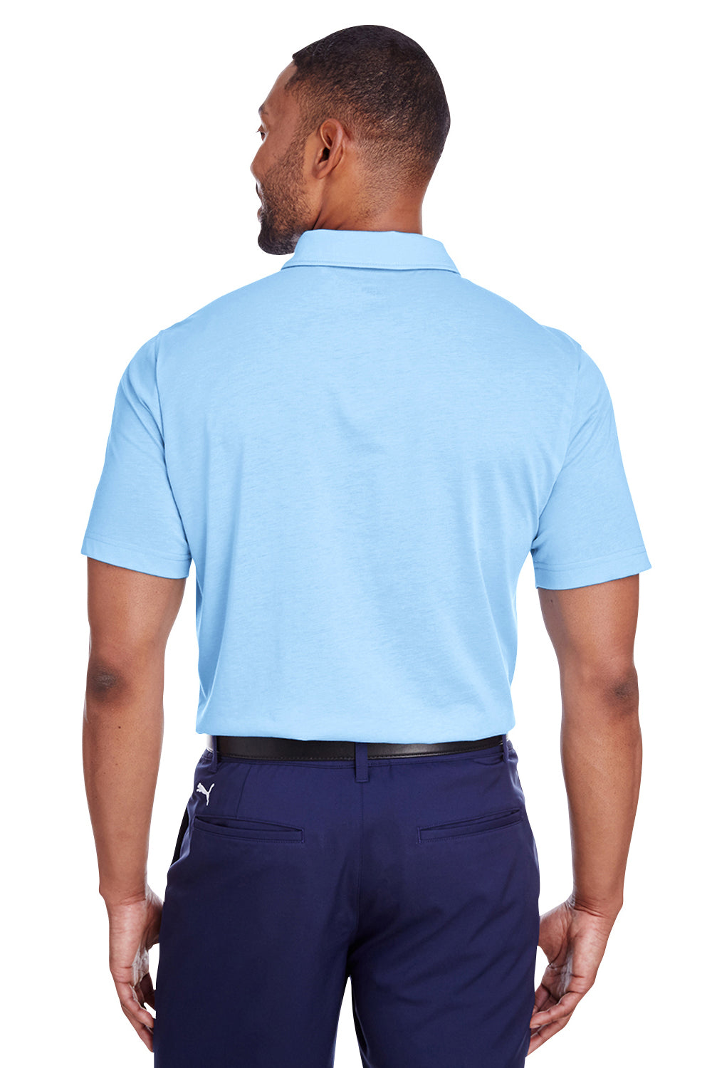 Puma 596920 Mens Fusion Performance Moisture Wicking Short Sleeve Polo Shirt Blue Bell Model Back