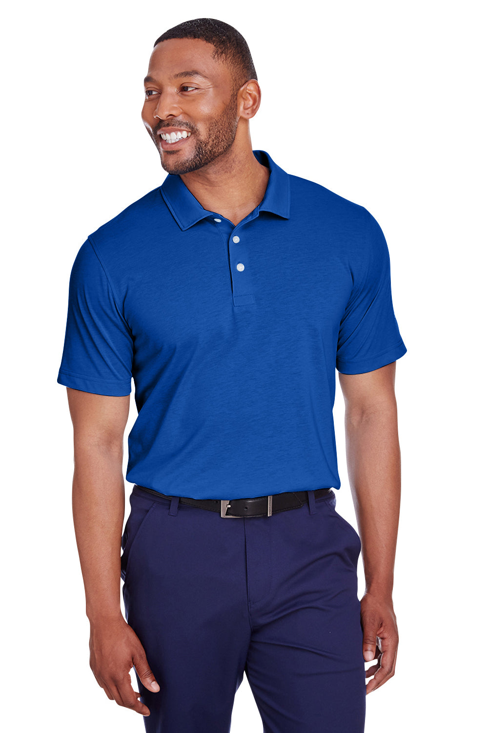 Puma 596920 Mens Fusion Performance Moisture Wicking Short Sleeve Polo Shirt Surf The Web Blue Model Front