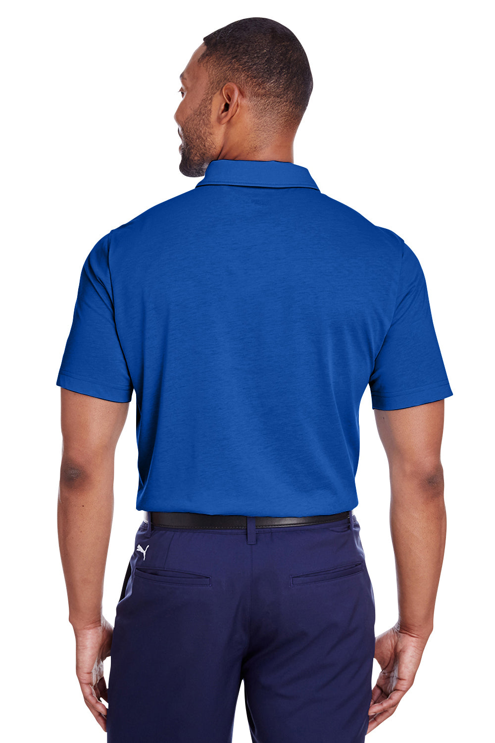 Puma 596920 Mens Fusion Performance Moisture Wicking Short Sleeve Polo Shirt Surf The Web Blue Model Back