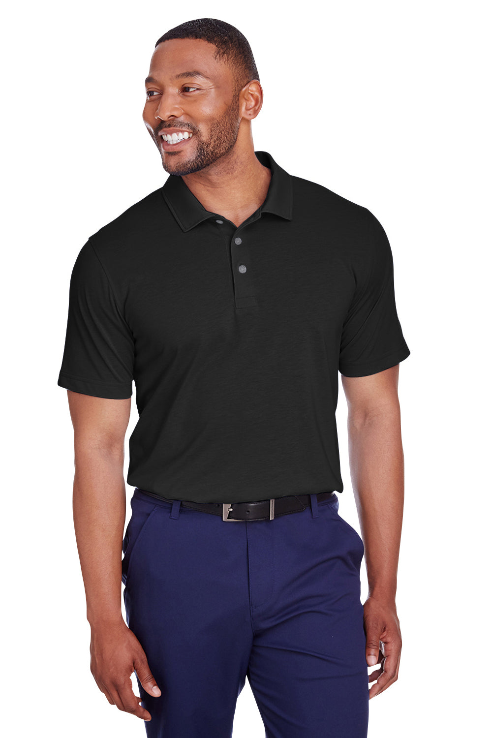 Puma 596920 Mens Fusion Performance Moisture Wicking Short Sleeve Polo Shirt Black Model Front