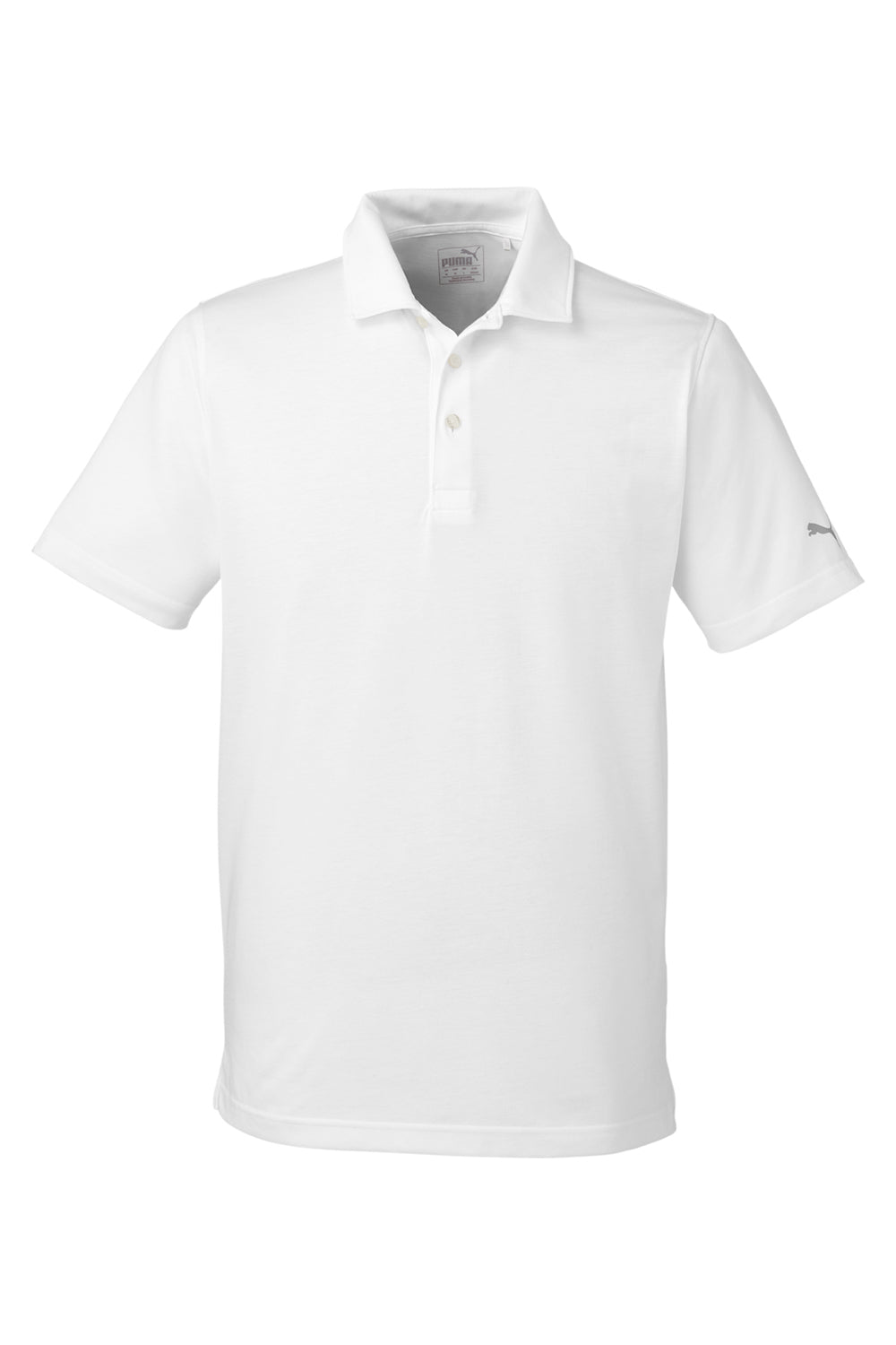 Puma 596920 Mens Fusion Performance Moisture Wicking Short Sleeve Polo Shirt Bright White Flat Front