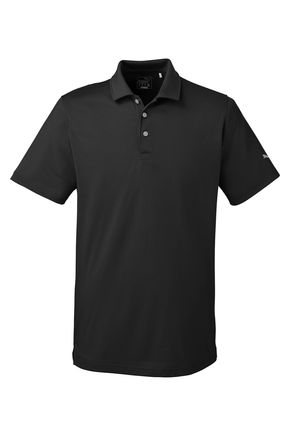 Puma 596920 Mens Fusion Performance Moisture Wicking Short Sleeve Polo Shirt Black Flat Front