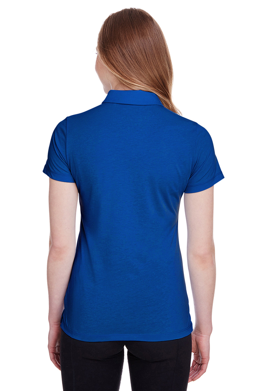Puma 596921 Womens Fusion Performance Moisture Wicking Short Sleeve Polo Shirt Surf The Web Blue Model Back