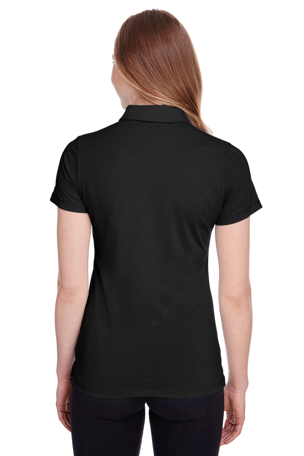 Puma 596921 Womens Fusion Performance Moisture Wicking Short Sleeve Polo Shirt Black Model Back