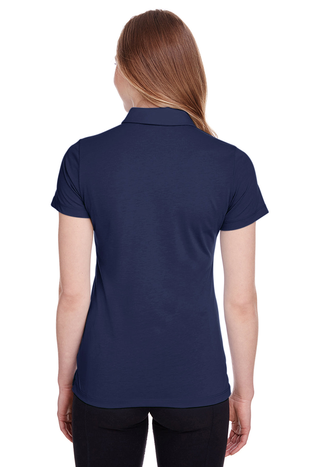 Puma 596921 Womens Fusion Performance Moisture Wicking Short Sleeve Polo Shirt Peacoat Blue Model Back