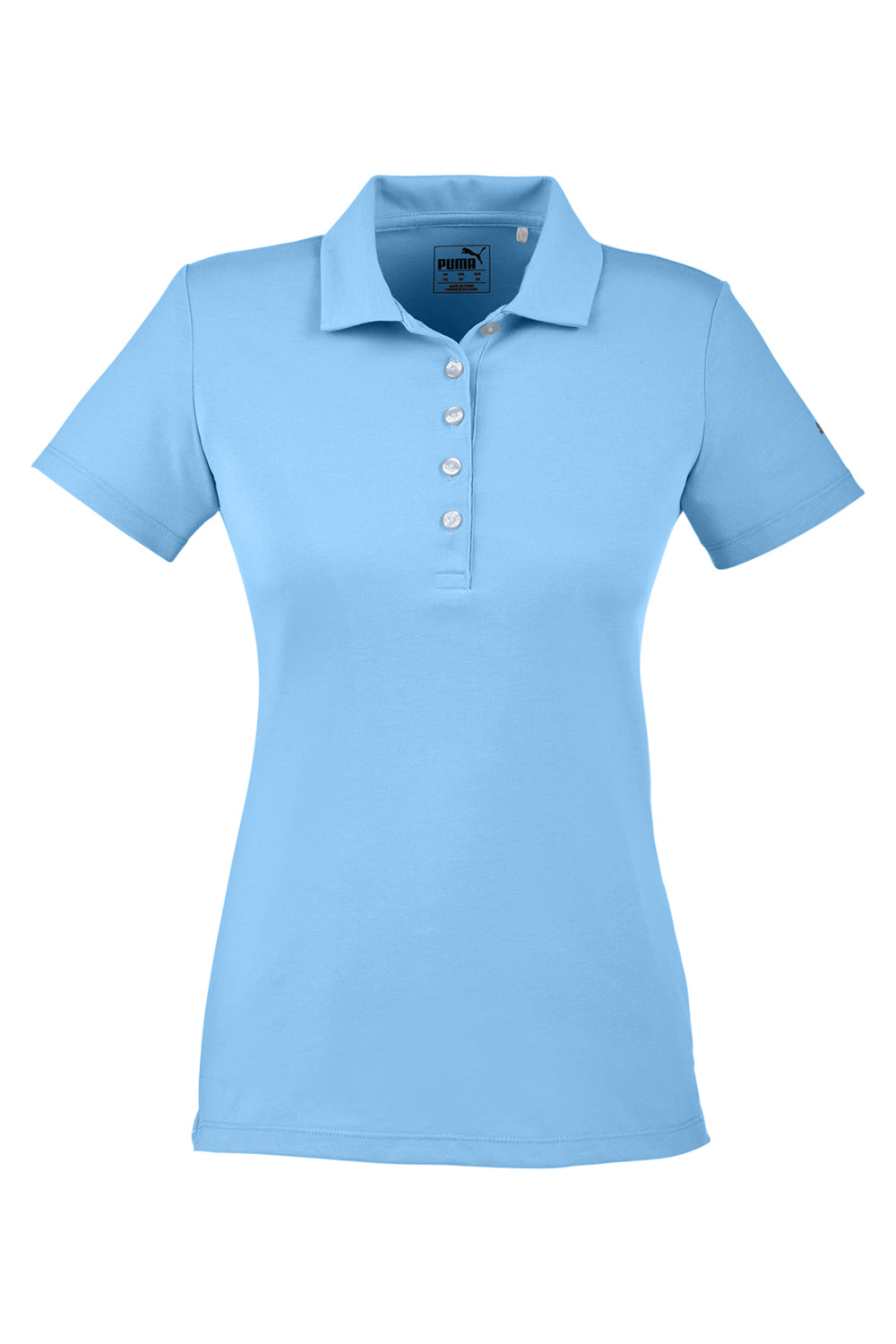 Puma 596921 Womens Fusion Performance Moisture Wicking Short Sleeve Polo Shirt Blue Bell Flat Front
