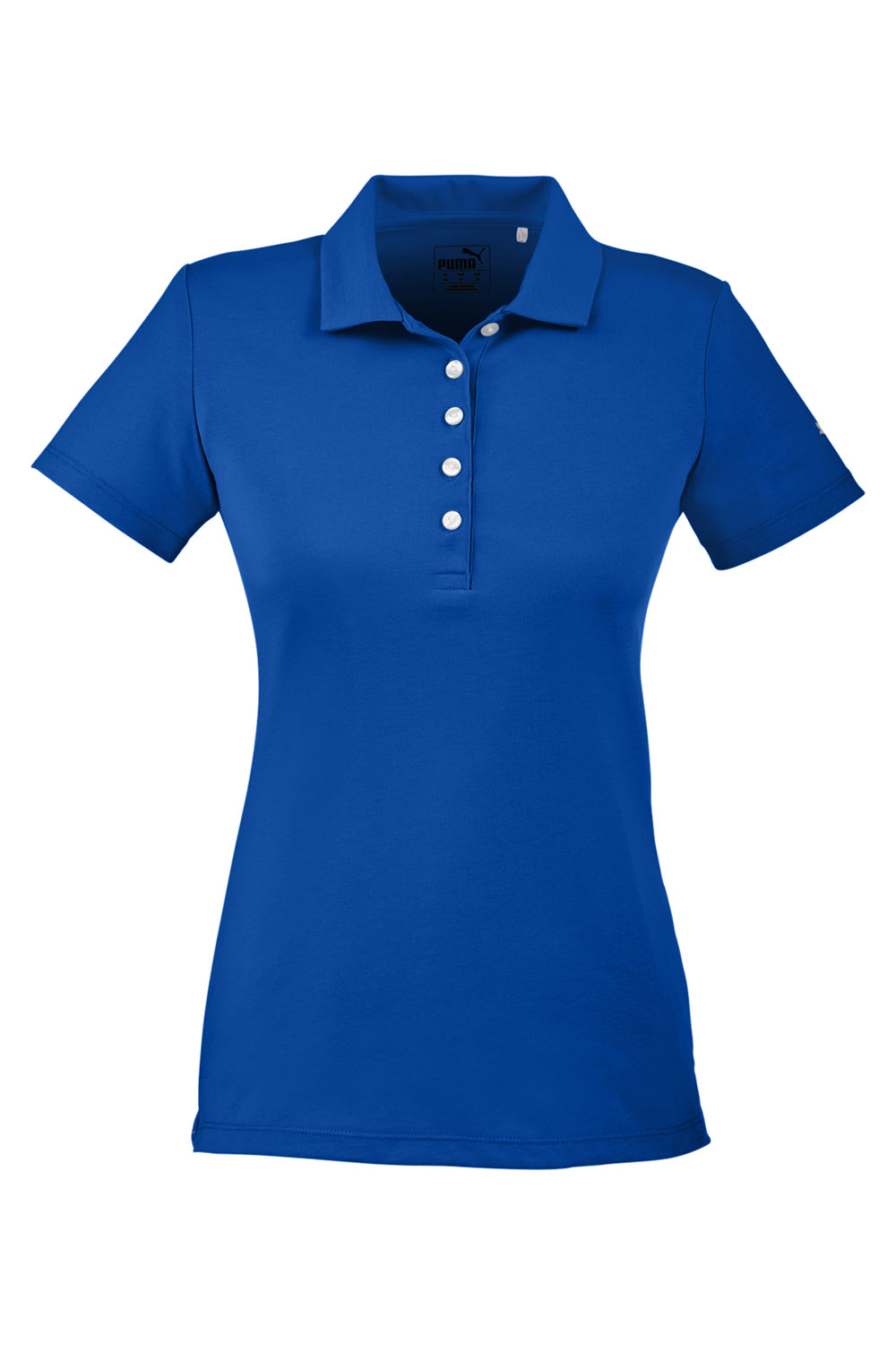 Puma 596921 Womens Fusion Performance Moisture Wicking Short Sleeve Polo Shirt Surf The Web Blue Flat Front