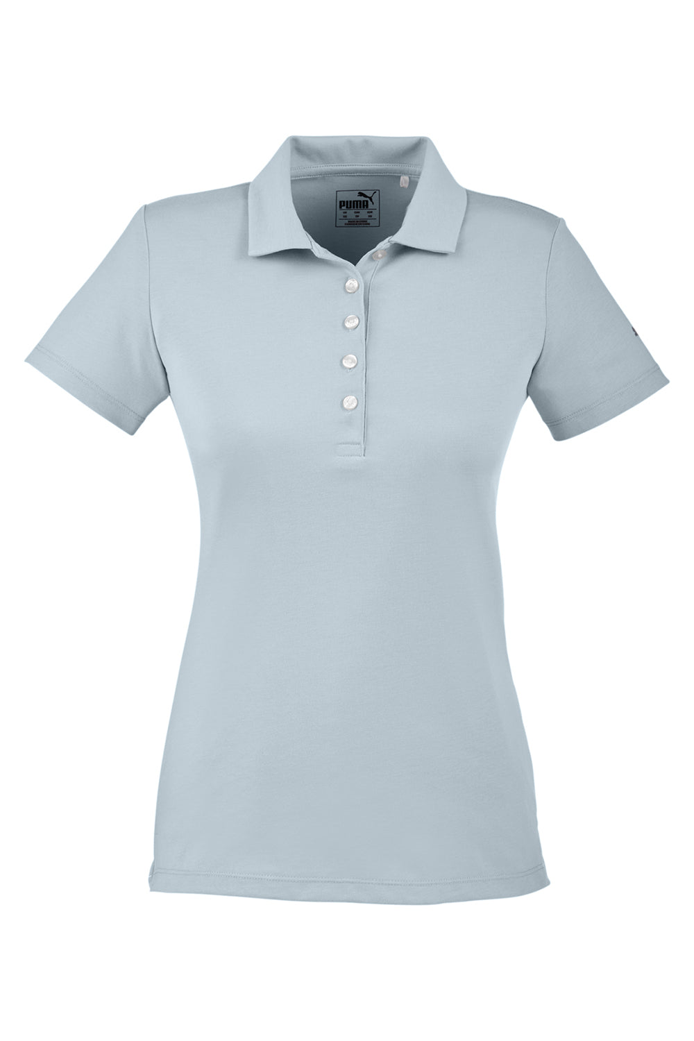 Puma 596921 Womens Fusion Performance Moisture Wicking Short Sleeve Polo Shirt Quarry Grey Flat Front