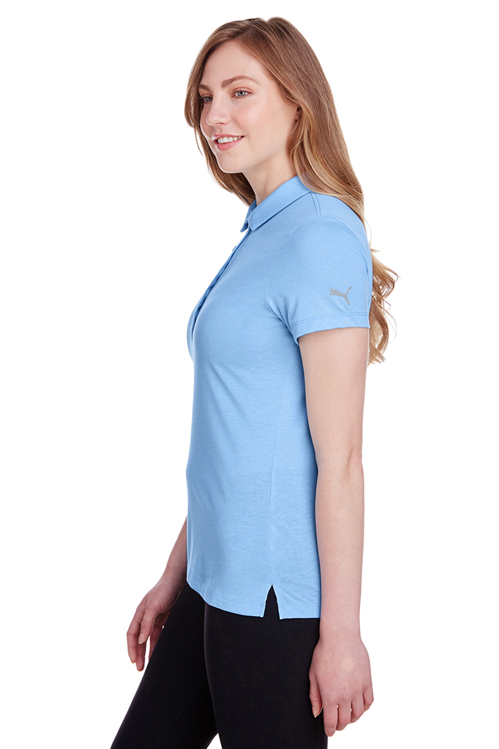 Puma 596921 Womens Fusion Performance Moisture Wicking Short Sleeve Polo Shirt Blue Bell Model 3q