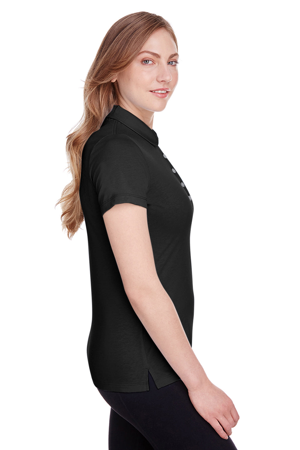 Puma 596921 Womens Fusion Performance Moisture Wicking Short Sleeve Polo Shirt Black Model 3q