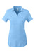 Puma 597695 Womens Cloudspun Free Moisture Wicking Short Sleeve Polo Shirt Heather Placid Blue Flat Front
