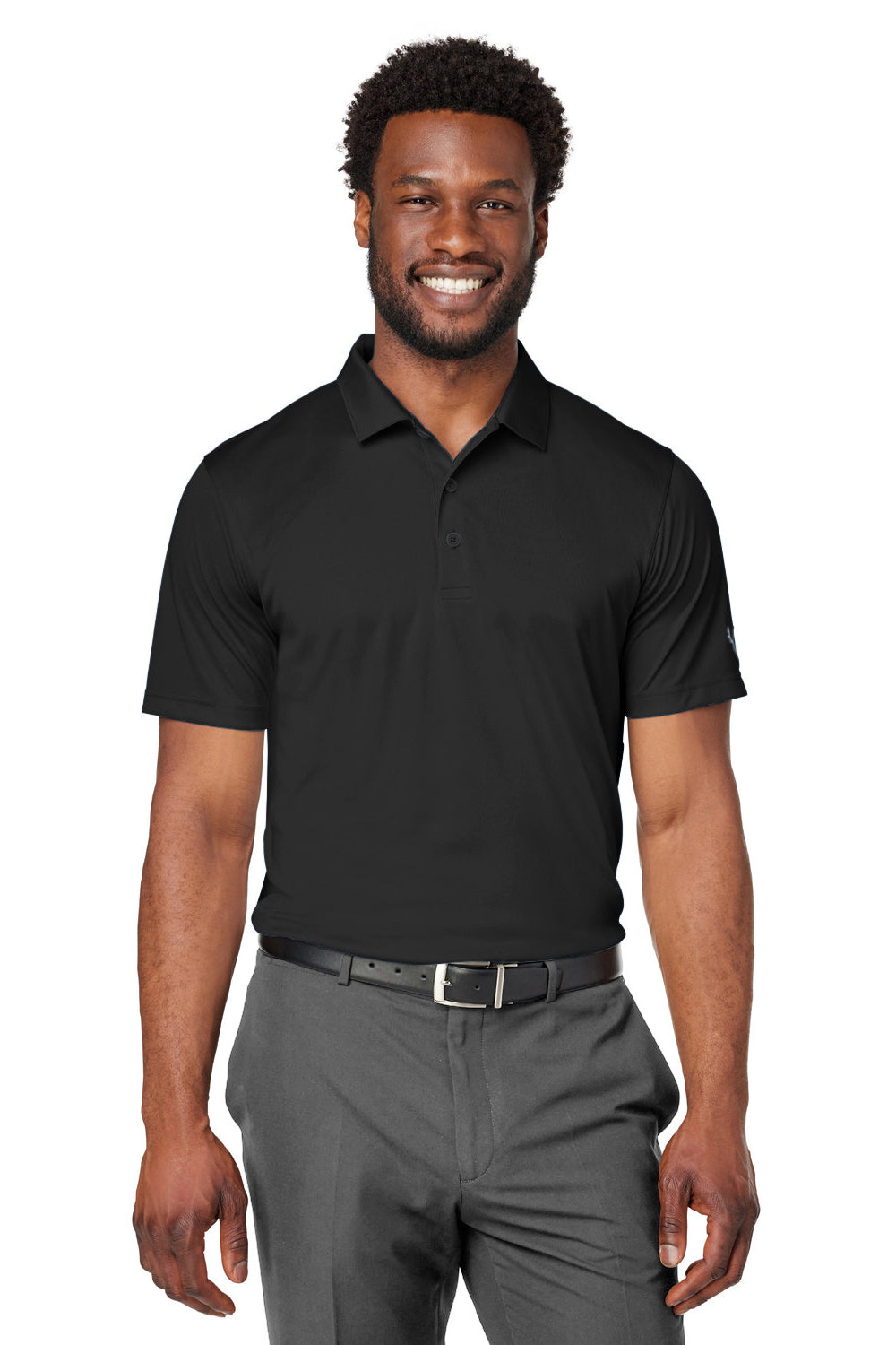 Puma 599120 Mens Gamer Moisture Wicking Short Sleeve Polo Shirt Black Model Front
