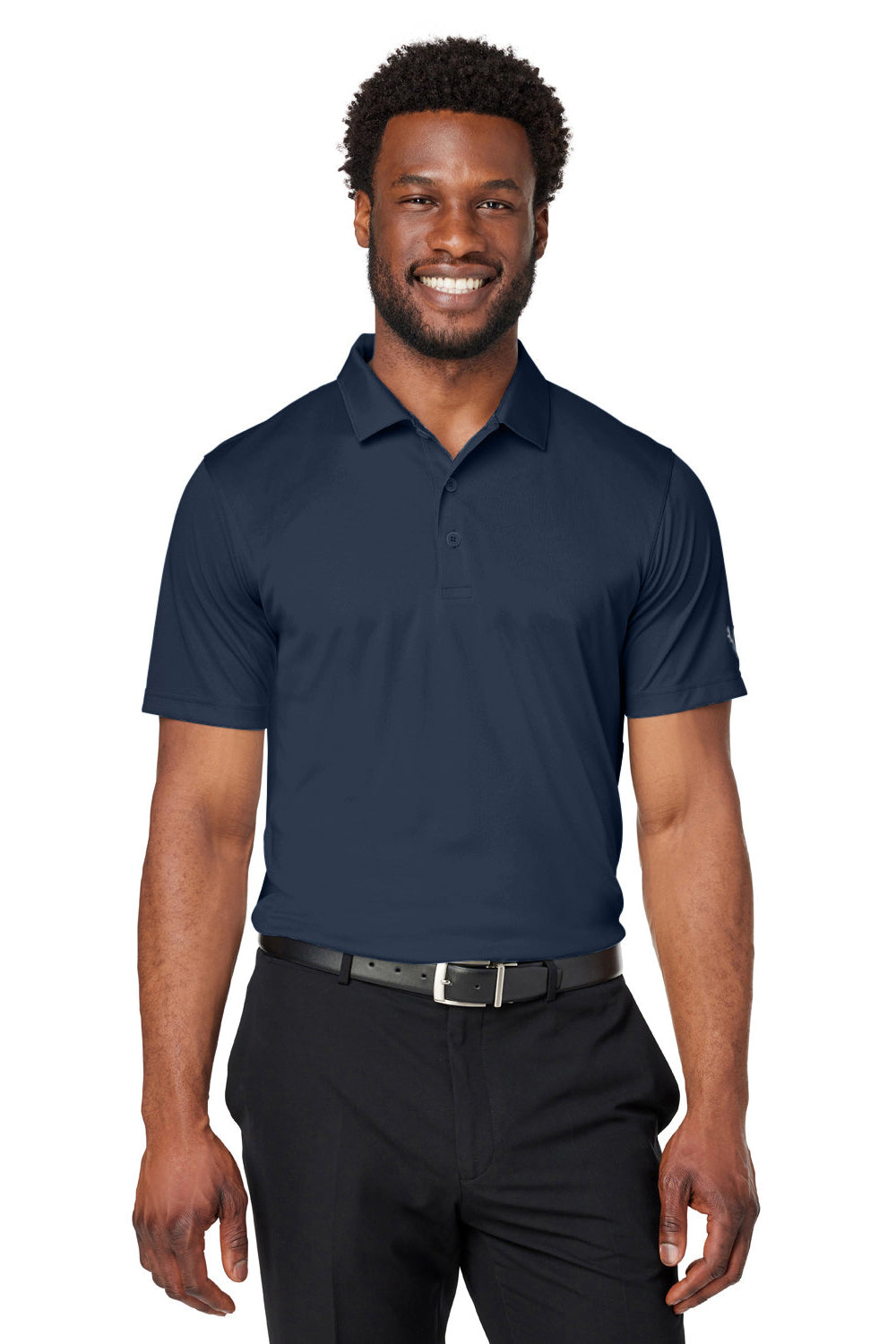 Puma 599120 Mens Gamer Moisture Wicking Short Sleeve Polo Shirt Navy Blue Model Front