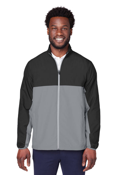 Puma 599128 Mens 1st Mile Moisture Wicking Full Zip Wind Jacket Black/Quiet Shade Grey Model Front