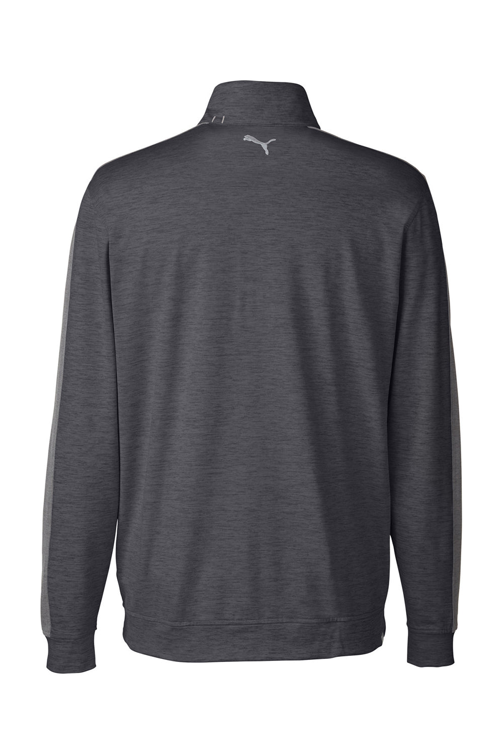 Puma 599129 Mens Cloudspun Moisture Wicking 1/4 Zip Sweatshirt Heather Black/Quiet Shade Grey Flat Back