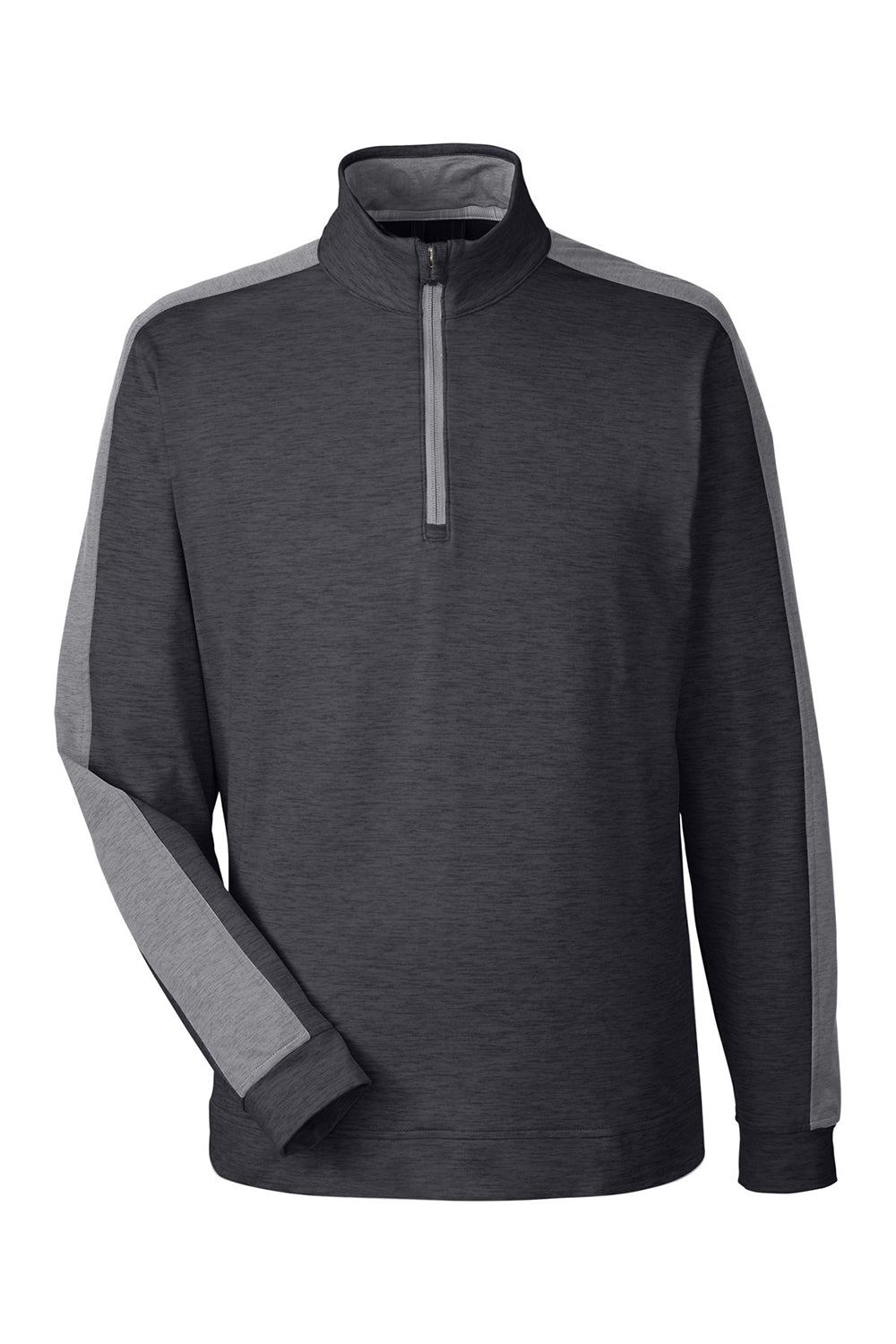 Puma 599129 Mens Cloudspun Moisture Wicking 1/4 Zip Sweatshirt Heather Black/Quiet Shade Grey Flat Front