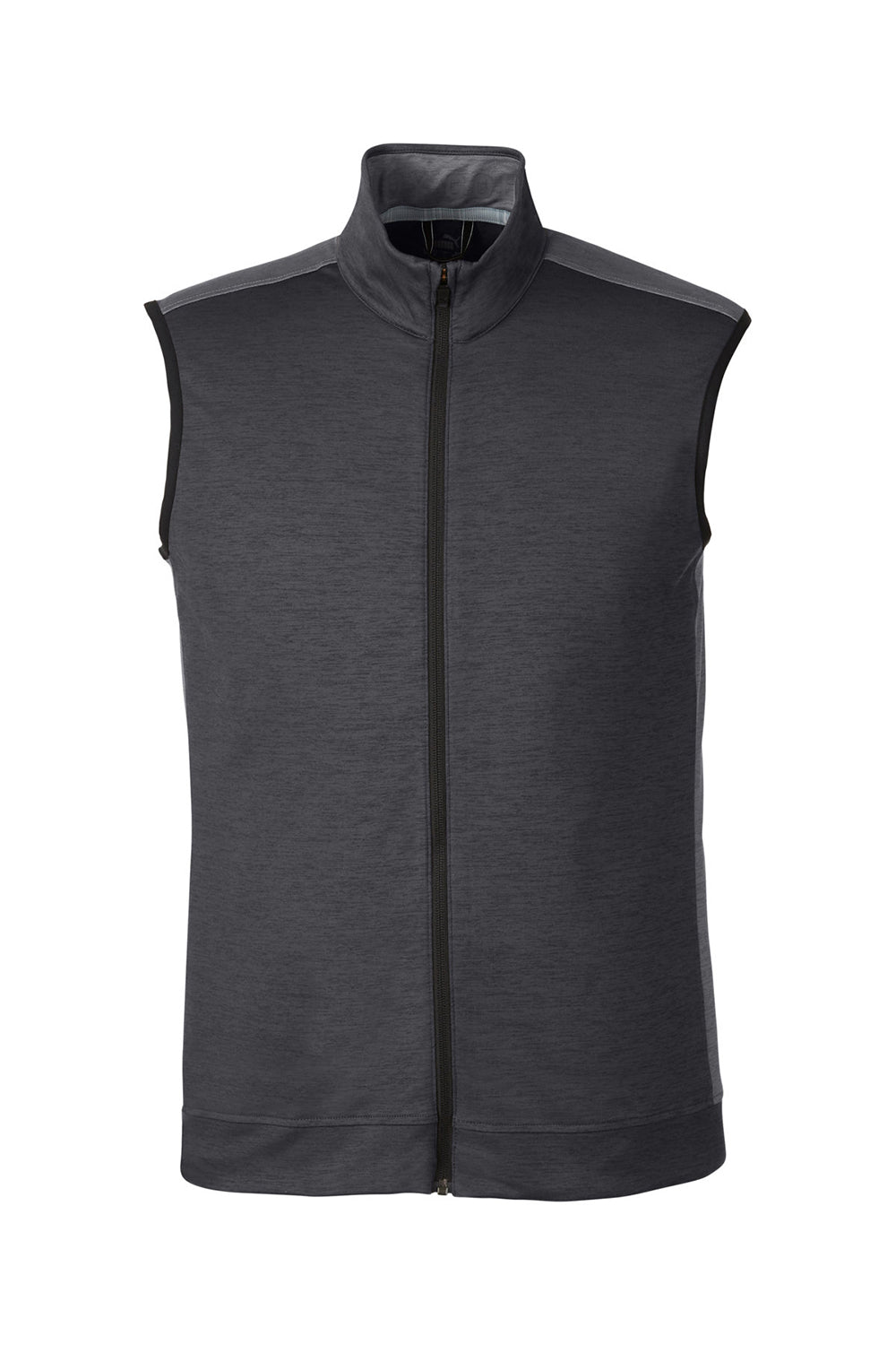 Puma 599130 Mens Cloudspun T7 Moisture Wicking Full Zip Vest Heather Black/Quiet Shade Grey Flat Front