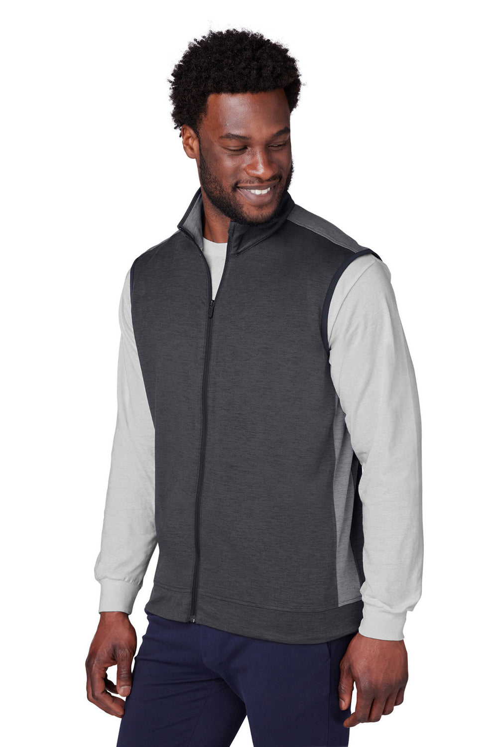 Puma 599130 Mens Cloudspun T7 Moisture Wicking Full Zip Vest Heather Black/Quiet Shade Grey Model 3q