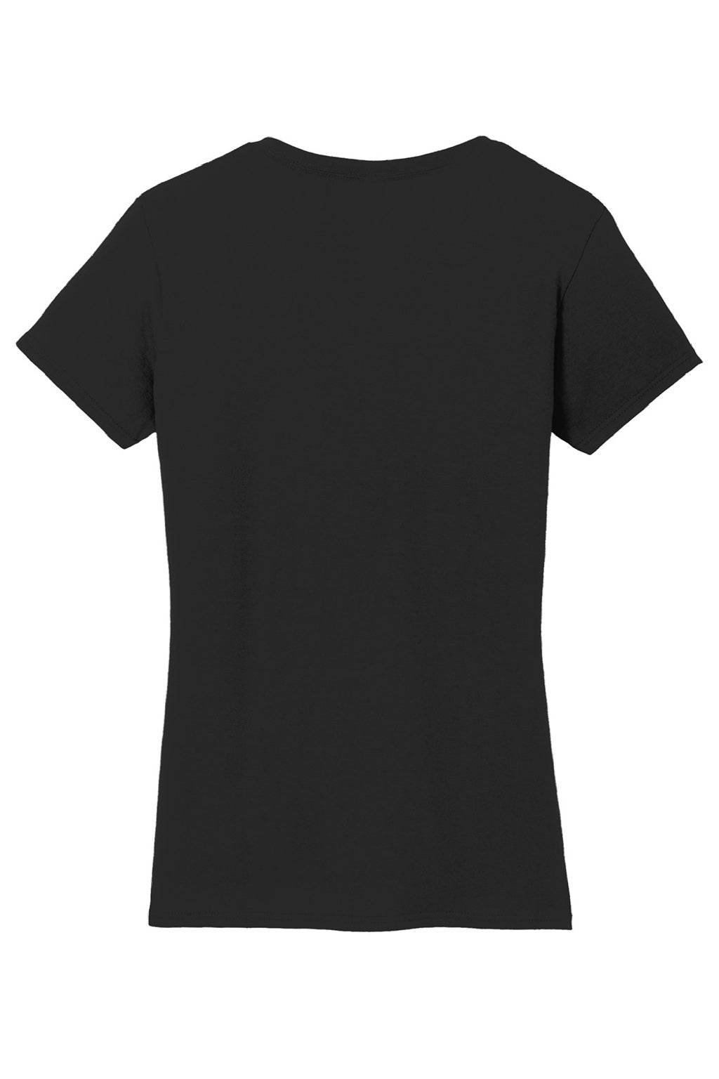 Gildan 5V00L Womens Short Sleeve V-Neck T-Shirt Black Flat Back
