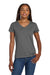 Gildan 5V00L Womens Short Sleeve V-Neck T-Shirt Charcoal Grey Model Front