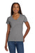 Gildan 5V00L Womens Short Sleeve V-Neck T-Shirt Heather Graphite Grey Model Front