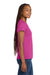 Gildan 5V00L Womens Short Sleeve V-Neck T-Shirt Heliconia Pink Model Side