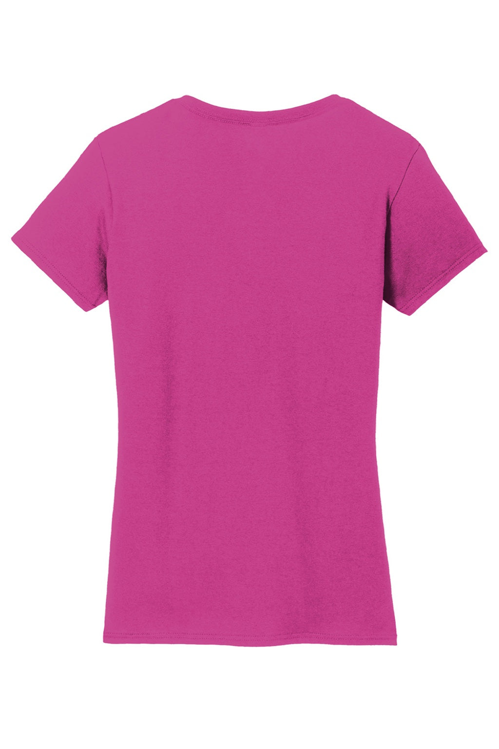 Gildan 5V00L Womens Short Sleeve V-Neck T-Shirt Heliconia Pink Flat Back
