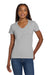 Gildan 5V00L Womens Short Sleeve V-Neck T-Shirt Sport Grey Model Front
