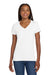 Gildan 5V00L Womens Short Sleeve V-Neck T-Shirt White Model Front