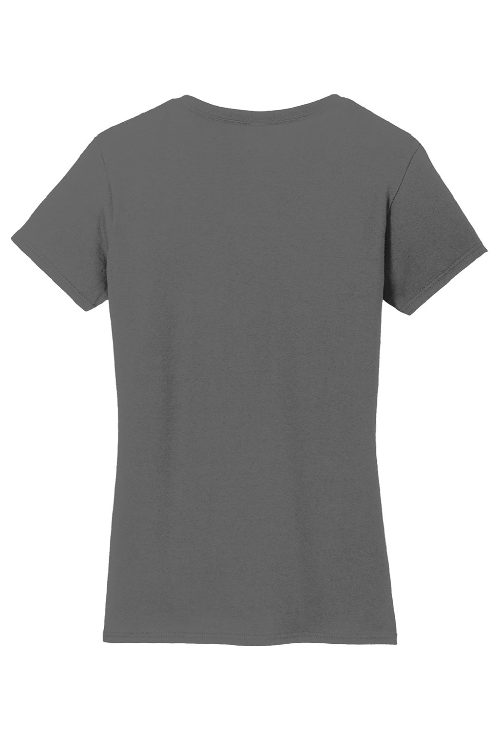 Gildan 5V00L Womens Short Sleeve V-Neck T-Shirt Charcoal Grey Flat Back
